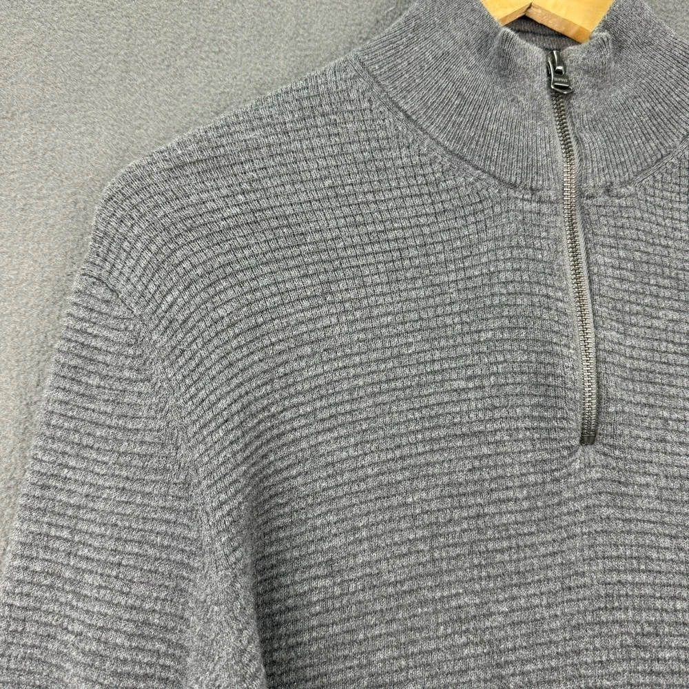 Esprit Shirt Mens Medium Gray Half-Zip Knit Sweater Cotton Cashmere Thick Warm